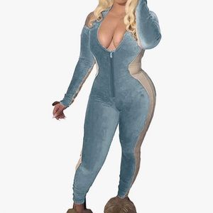 Plus size zip up cut out shoulders  jumpsuit